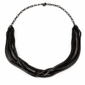 Vintage Women's Multi-Strand Metal Chain Necklace Silver Gray Brown